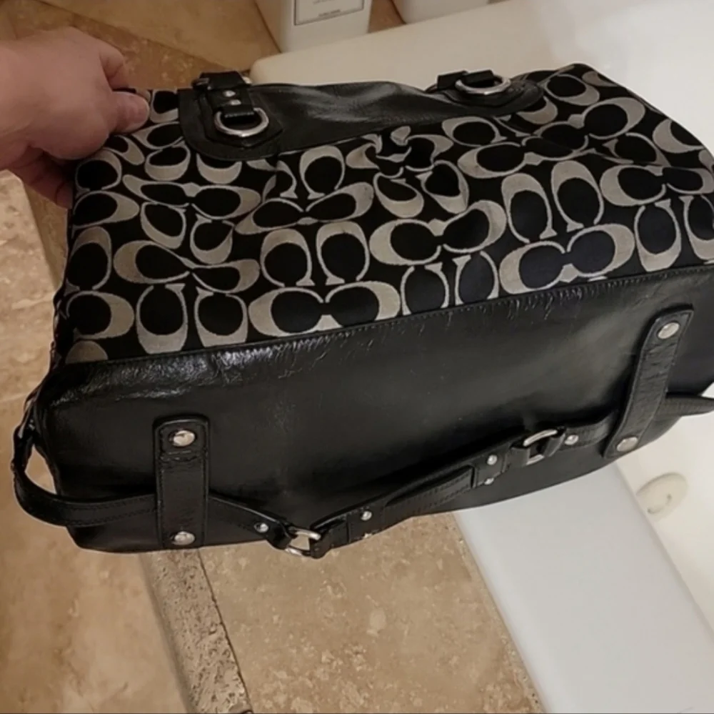 Coach Black and Gray Signature Satchel
